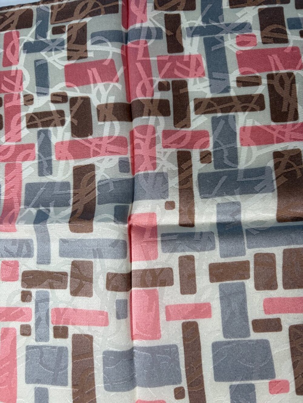 Vintage Yves Saint Laurent YSL Cotton Scarf Geometric 22" - Picture 6 of 13